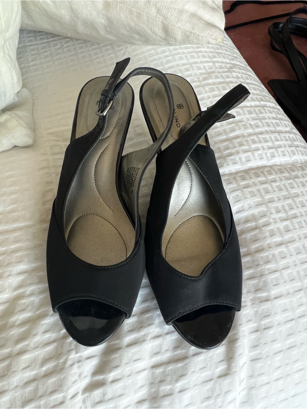 Bandolino Black Women's Peep-Toe Slingback Heels